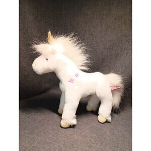 Douglas White Unicorn Plush Stuffed Animal Floral Pax Horse 9 Inch 2014